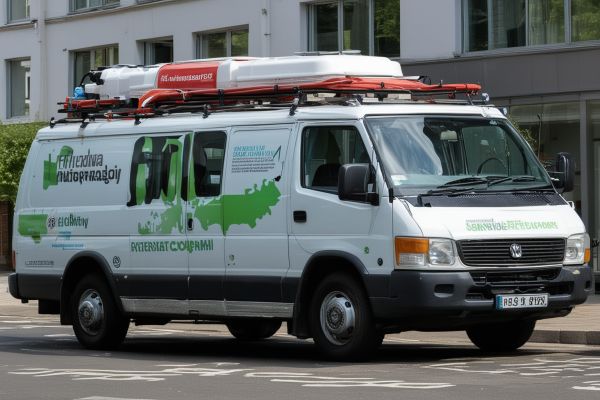Service coverage map and cleaning team vehicle