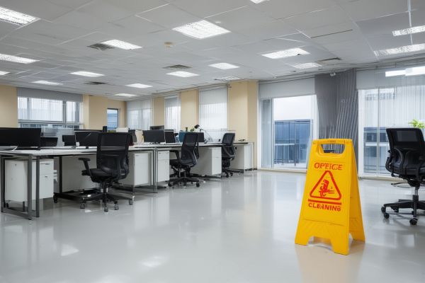Office cleaning service with professional equipment